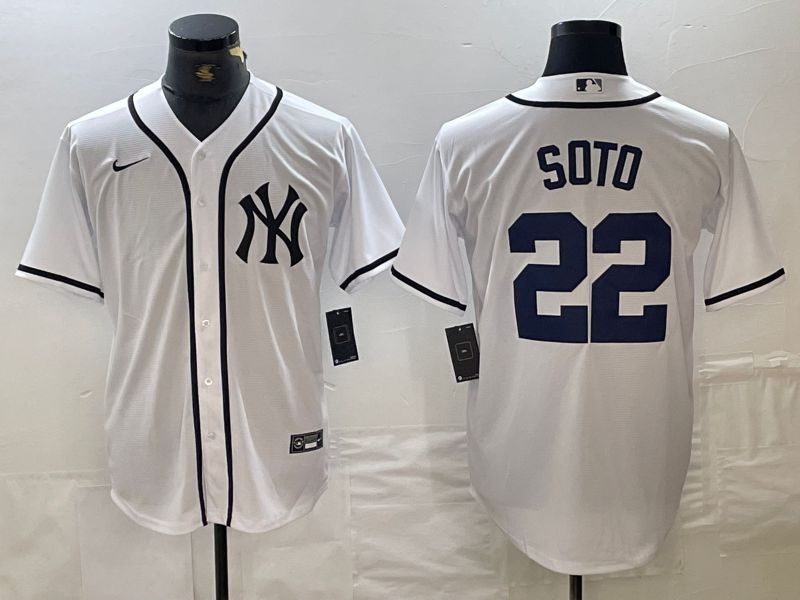 Men New York Yankees 22 Soto White Third generation joint name Nike 2024 MLB Jersey style 1